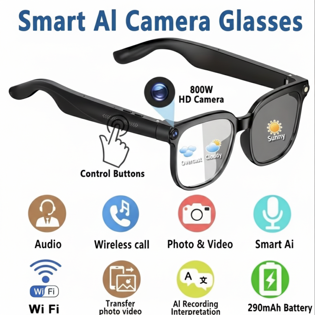 Rephore V1 - Smart AI HD Kameralı Akıllı Gözlük